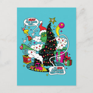 Grinch Farbige Weihnachtsgrafik Postkarte