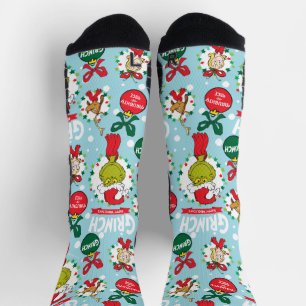 Grinch Frohe Grinchmas Blaue Muster Socken