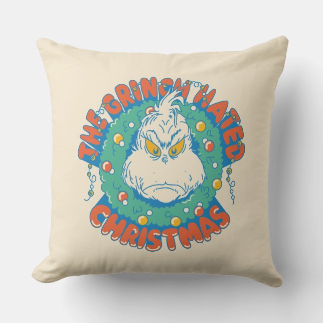 Grinch hasste Weihnachten Kissen (Vorderseite)