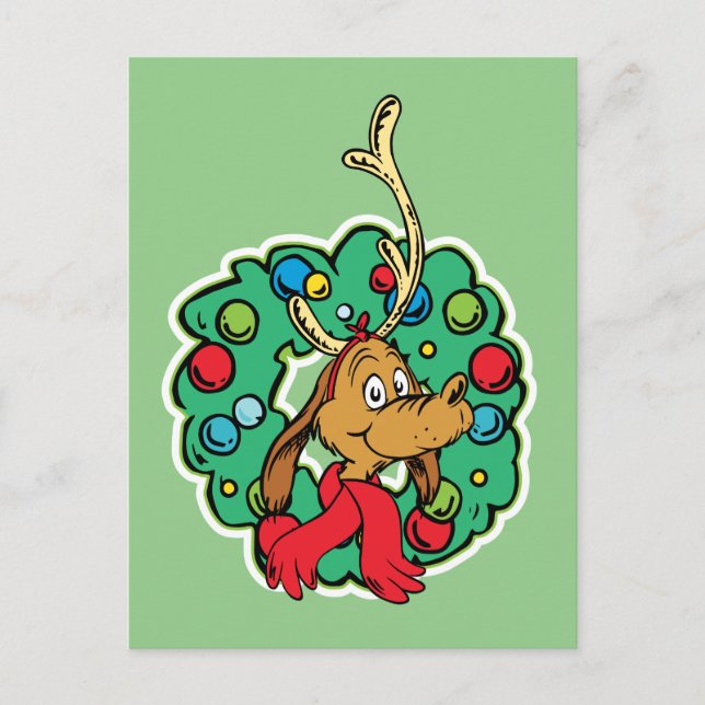 Grinch | Max Weihnachtskranz Postkarte (Vorderseite)