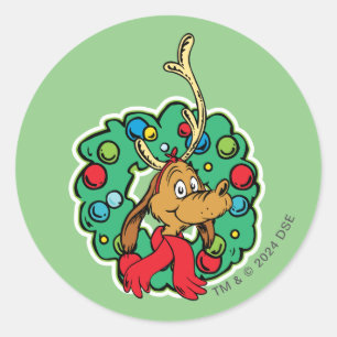 Grinch Max Weihnachtskranz Runder Aufkleber