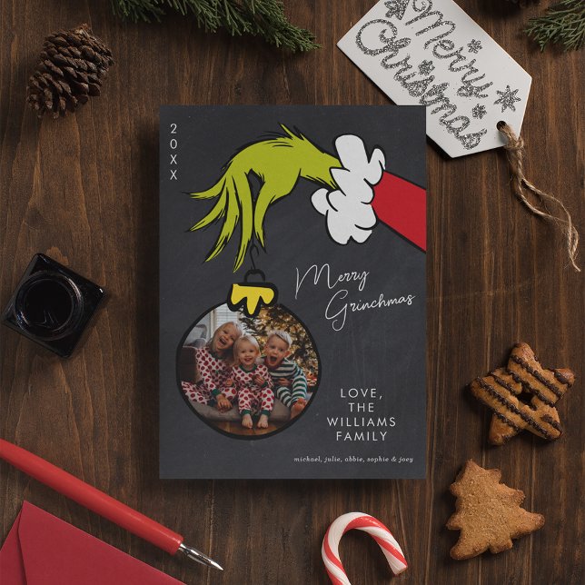 Grinch Merlin Grinchmas Familie Foto Weihnachten (Invitation on table)