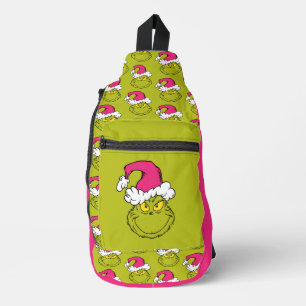 Grinch mit rosa Santa-Hut Crossbody Bag