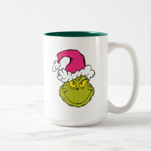 Grinch mit rosa Santa-Hut Zweifarbige Tasse
