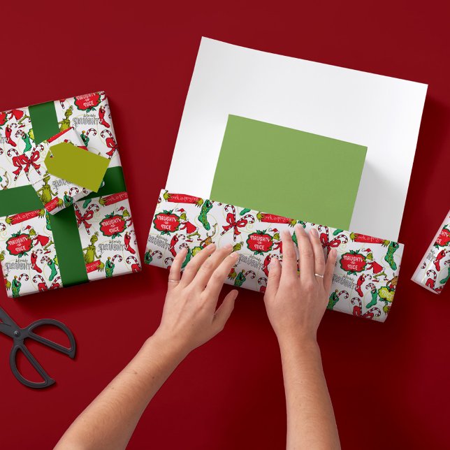 Grinch Naughty oder Nice Pattern Geschenkpapier (Von Creator hochgeladen)