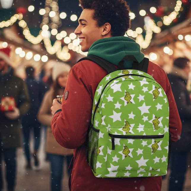 Grinch Peeking Star Pattern Bedruckter Rucksack (Von Creator hochgeladen)