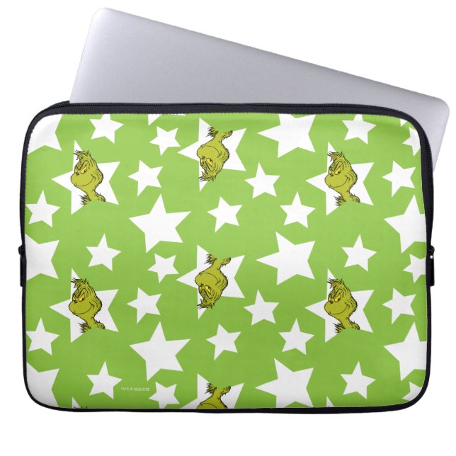 Grinch Peeking Star Pattern Laptopschutzhülle (Vorderseite)