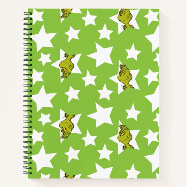 Grinch Peeking Star Pattern Notizbuch (Vorderseite)