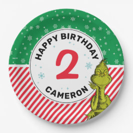 Grinch Rot und Grüne Schneeflocke Geburtstag Pappteller
