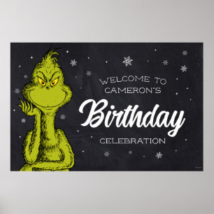 Grinch-Schultafel-Geburtstag Poster