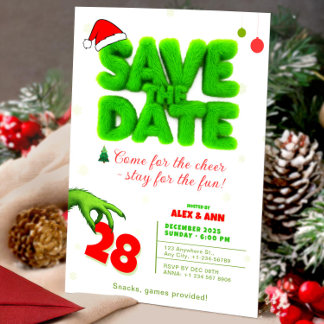 Grinch Style Save The Date Christmas New Year Einladung