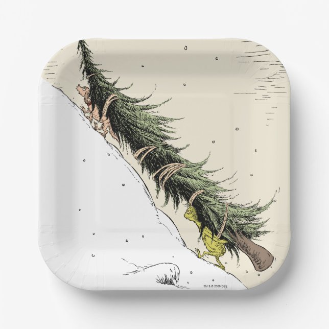 Grinch und Max bringen den Weihnachtsbaum zurück Pappteller (Vorderseite)