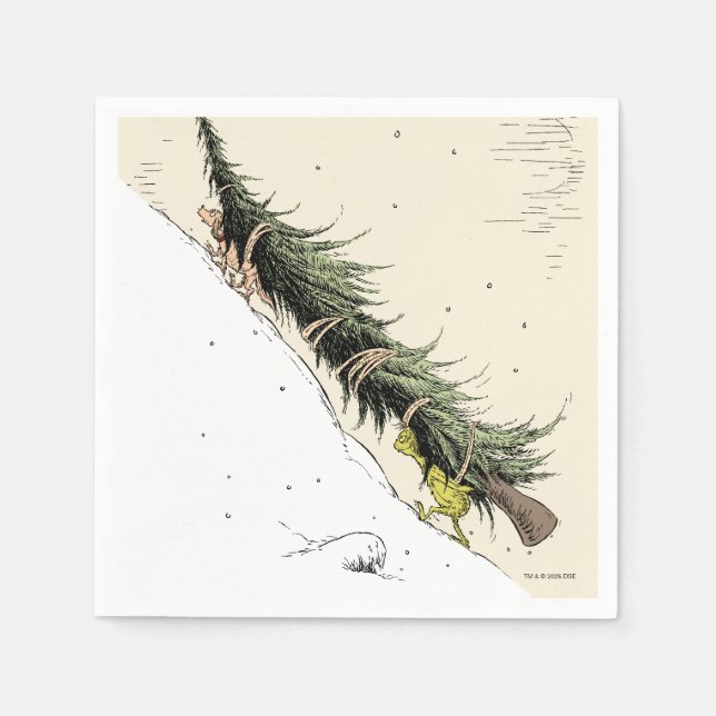 Grinch und Max bringen den Weihnachtsbaum zurück Serviette (Vorderseite)