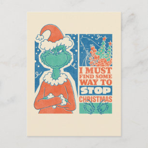 Grinch Weihnachten stoppen Vintage-Grafik Postkarte