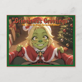 Grinchmas-Grüße – Süße Anime-Feiertagspostkarte Feiertagspostkarte
