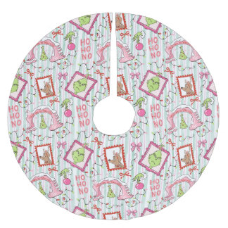 Grinchmas in Who-ville pink and green wrapping pap Polyester Weihnachtsbaumdecke