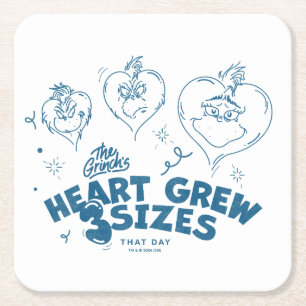 Grinch's Heart wuchs um 3 Größen Rechteckiger Pappuntersetzer