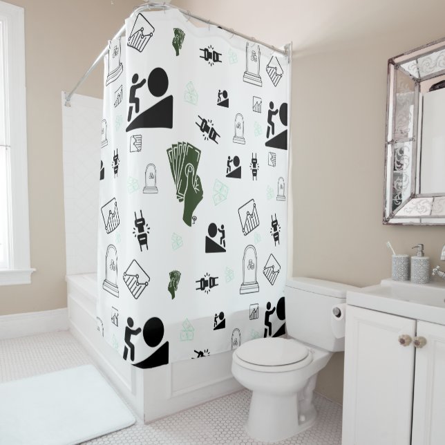 Grind & Gain Douche Rideau Motivationnel Argent Ar (En situation)