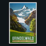 Grindelwald, Berner Oberland, Schweiz, Ski Poster<br><div class="desc">Empfohlene Größen: Extra klein, klein, mittel und groß. Grindelwald, ein Dorf in den Berner Alpen der Schweiz, ist ein beliebtes Tor zur Jungfrau Region, mit Ski im Winter und Wandern im Sommer. Es ist auch ein Ausgangspunkt für Bergsteigen Aufstiege bis zur ikonischen Nordwand des Eiger Mountain. Die Gletscherschlucht, eine Gletscherschlucht...</div>