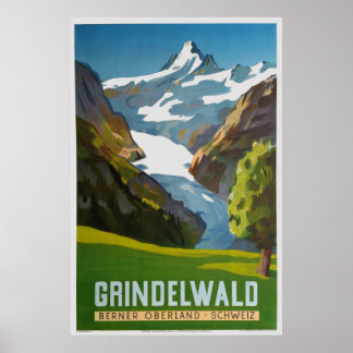 Grindelwald, Berner Oberland, Schweiz, Ski Poster
