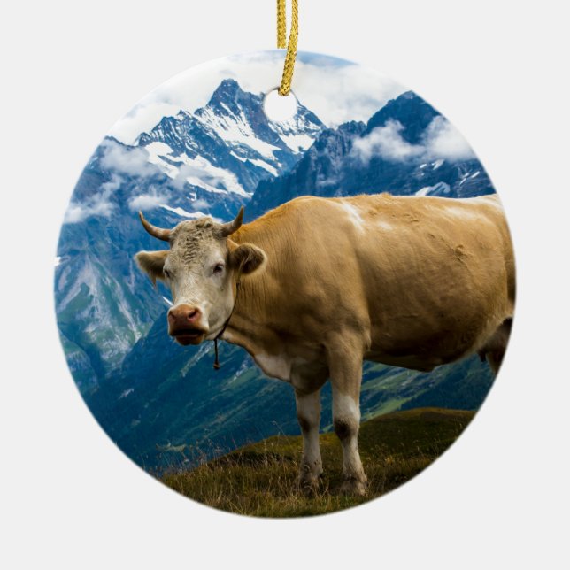 Grindelwald Kuh - Bernese Alpen - die Schweiz Keramikornament (Vorne)