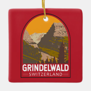 Grindelwald Schweiz Reise Kunst Vintage Keramikornament