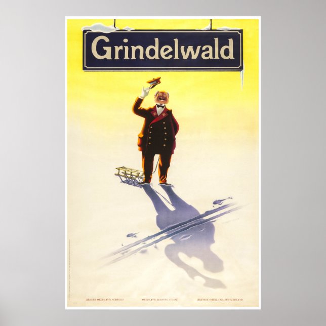 Grindelwald, Schweiz, Ski Travel Poster (Vorne)