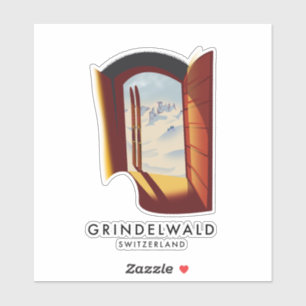 Grindelwald Schweiz Skiposter Aufkleber