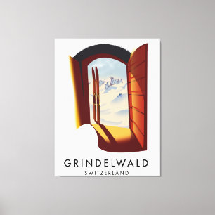 Grindelwald Schweiz Skiposter Leinwanddruck