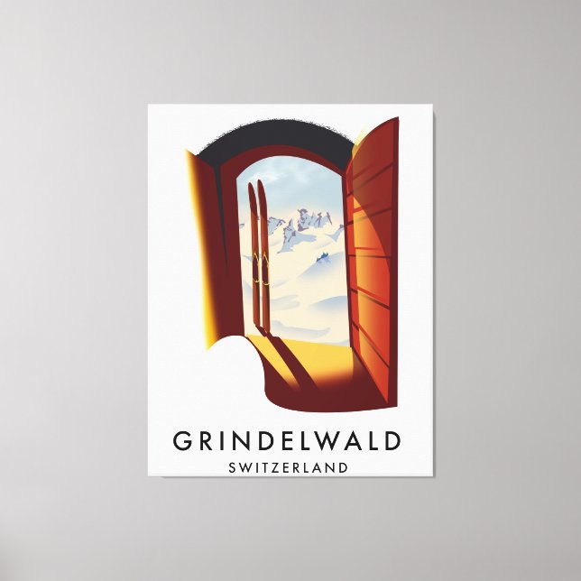 Grindelwald Schweiz Skiposter Leinwanddruck (Vorderseite)