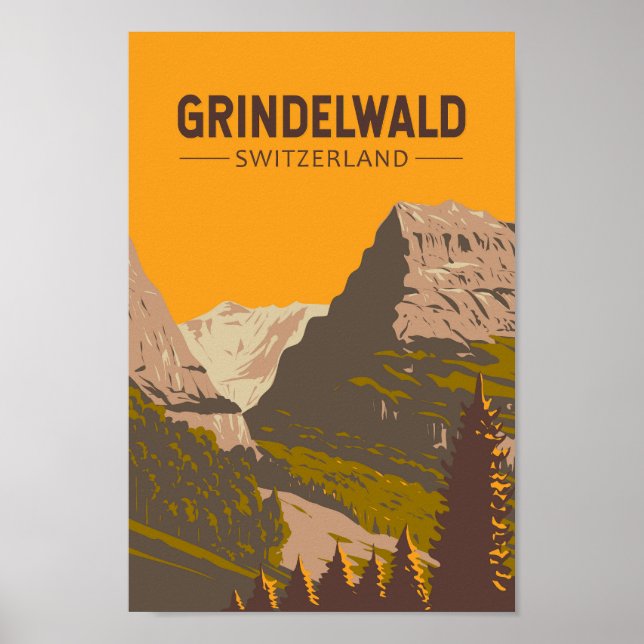 Grindelwald Schweiz Tourismus Vintag Poster (Vorne)