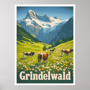 Grindelwald Schweiz Vintage Travel Poster