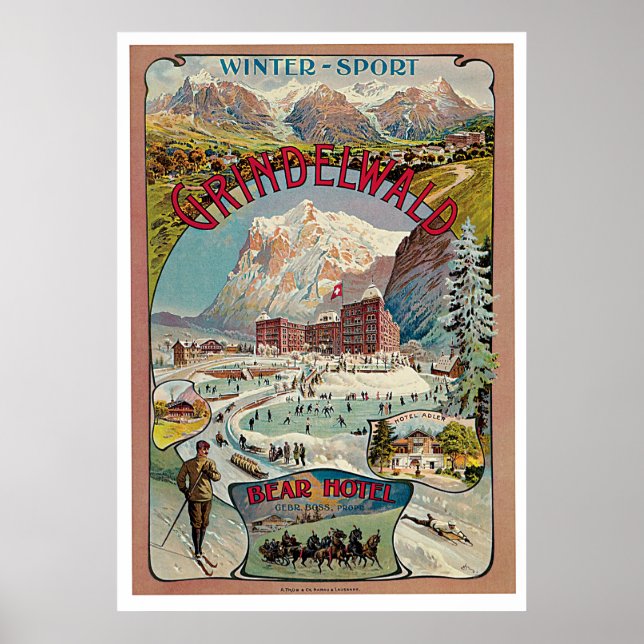 Grindelwald Winter Vintage Travel Poster (Vorne)