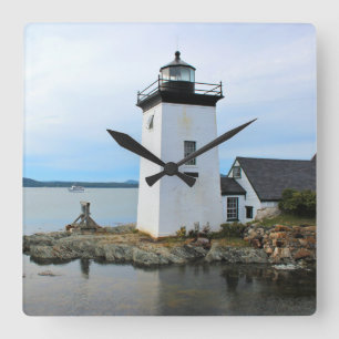 Grindle Point Lighthouse, Maine Wall Clock Quadratische Wanduhr
