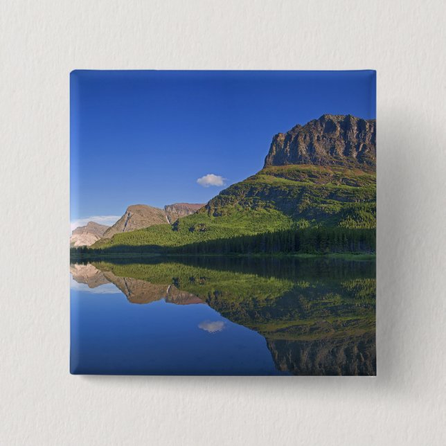 Grinnel Point und Allen Mountains reflektieren in Button (Vorderseite)