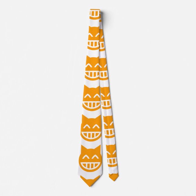 Grinning Emoji Cat Krawatte (Vorderseite)