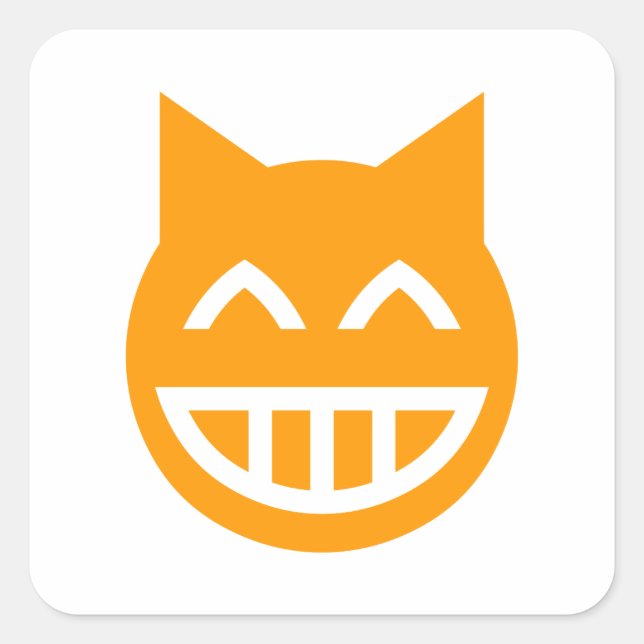 Grinning Emoji Cat Quadratischer Aufkleber (Vorderseite)