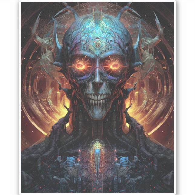 Grinning Evil Alien Man Sci-Fi Art Aufkleber (Vorderseite)