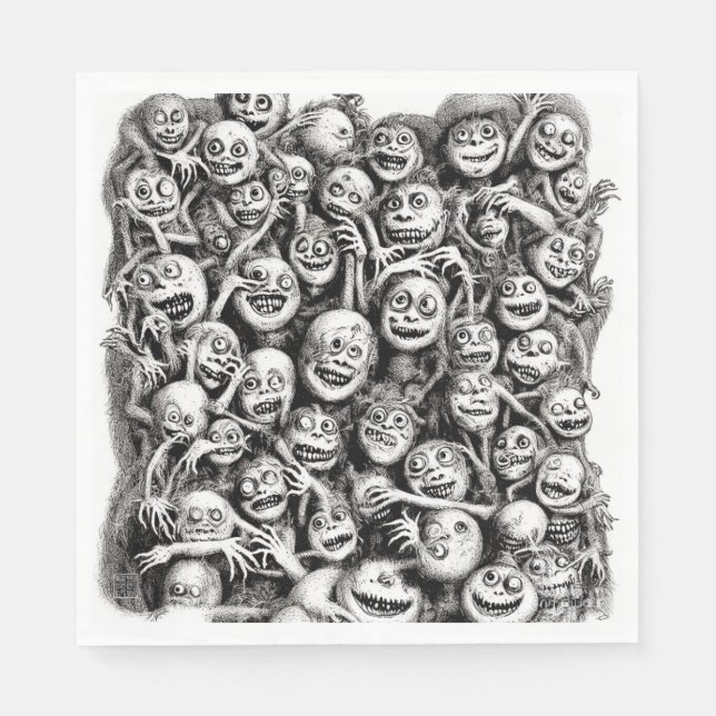 Grinning Ghouls - Papier Luncheon Servietten (Vorderseite)
