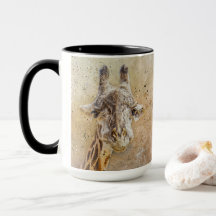 Grinning Giraffe Fotografie Moderne Wasserfarbe