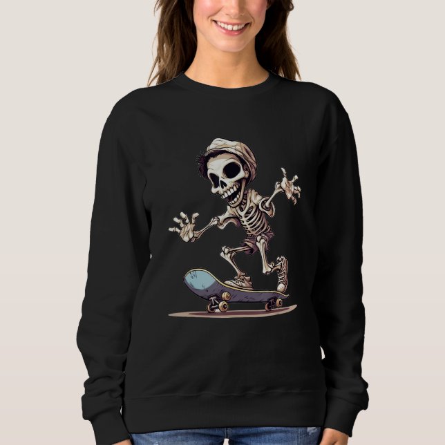 Grinning Grind Skeleton Skater Graphic for Streetw Sweatshirt (Vorderseite)