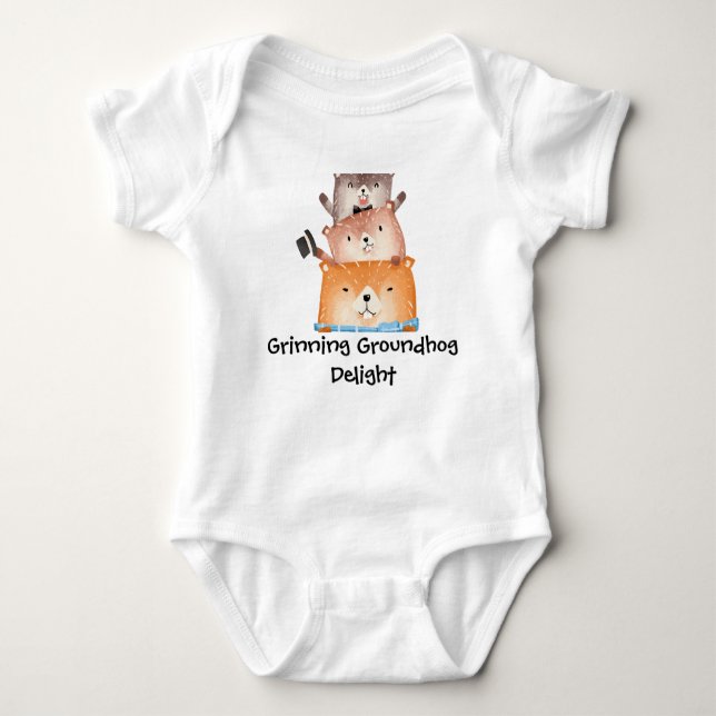 Grinning Groundhog Delight Baby Strampler (Vorderseite)