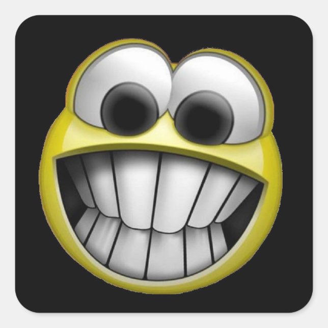 Grinning Happy Face Quadratischer Aufkleber (Vorderseite)