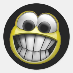 Grinning Happy Face Runder Aufkleber
