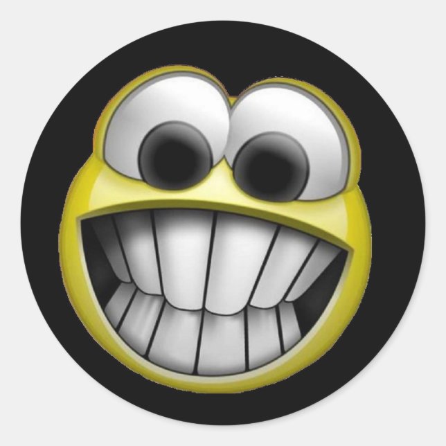 Grinning Happy Face Runder Aufkleber (Vorderseite)