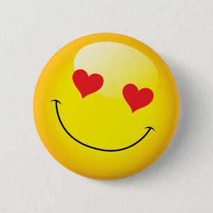 Grinning Happy Liebe Herz Emoji Man Face Party Button