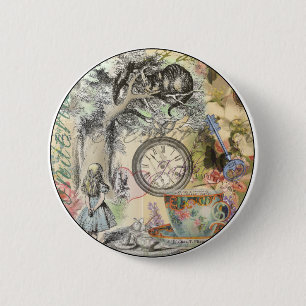 Grinsekatze Alice Wunderland Klassiker Button
