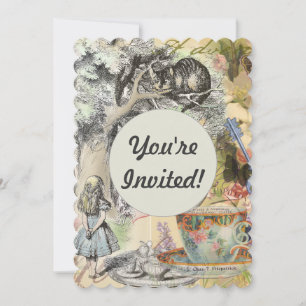 Grinsekatze Alice Wunderland Klassiker Einladung
