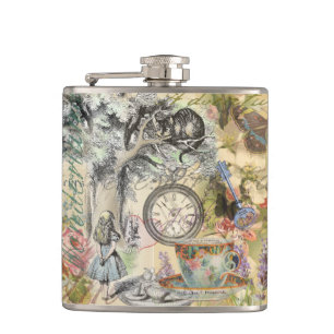 Grinsekatze Alice Wunderland Klassiker Flachmann