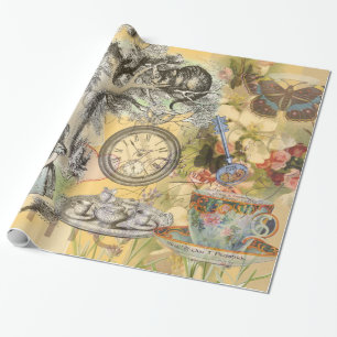 Grinsekatze Alice Wunderland Klassiker Geschenkpapier